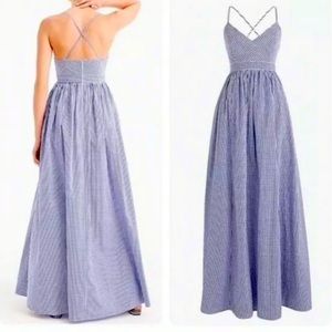 J Crew blue gingham floor length maxi NWT size 12